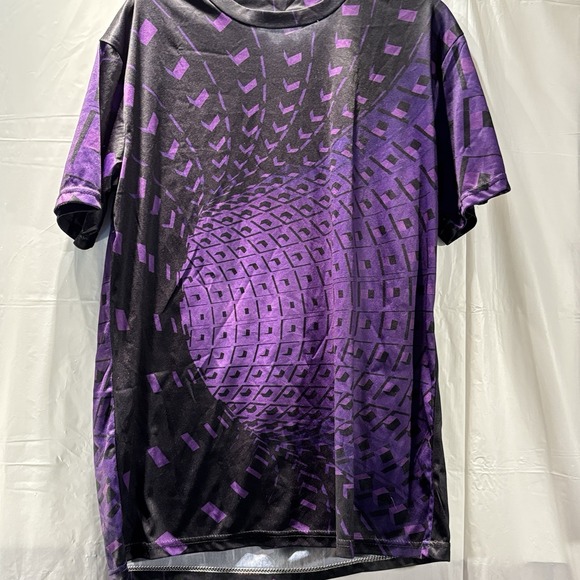 The Unbranded Brand Other - Unbranded Purple Jersey Geometric shapes squares Optical Illusion Shirt XL Norah